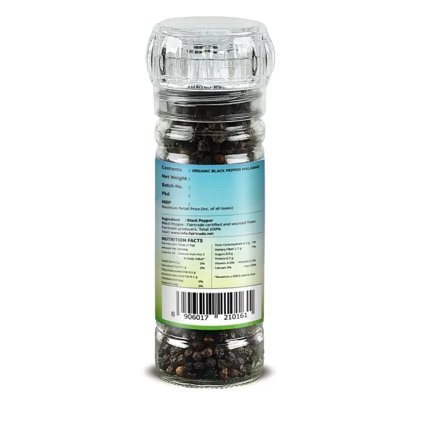 Trubio Malabar Black Pepper Whole in Grinder Bottle - Image 2