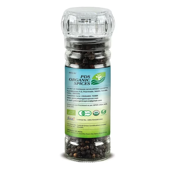 Trubio Malabar Black Pepper Whole in Grinder Bottle - Image 3