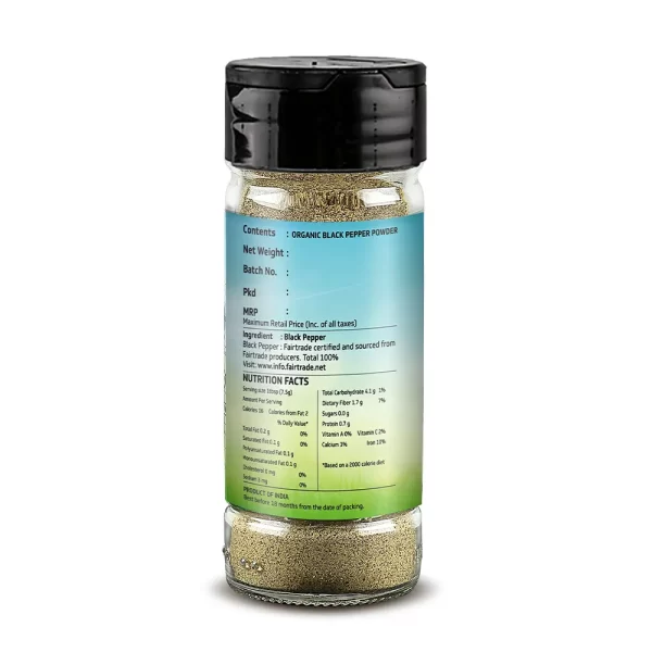 Trubio Organic Black Pepper Powder in Flip Open Bottle - Image 2