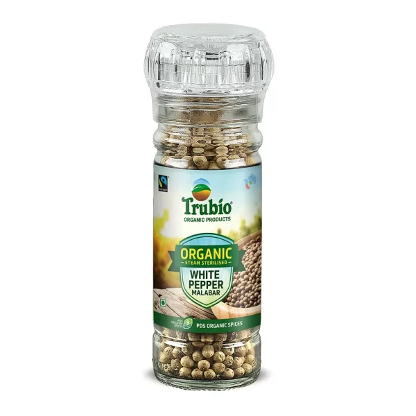 Trubio Organic White Pepper in Grinder Bottle