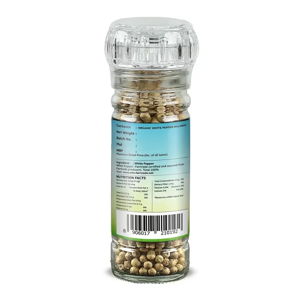 Trubio Organic White Pepper in Grinder Bottle - Image 2