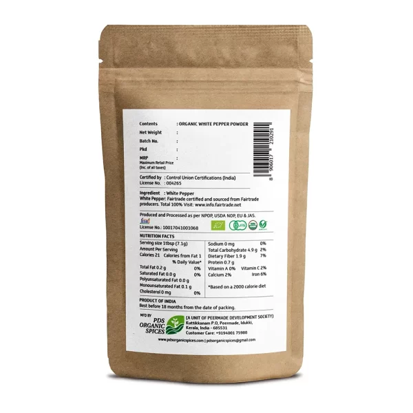 Trubio Organic White Pepper Powder Pouch - Image 2